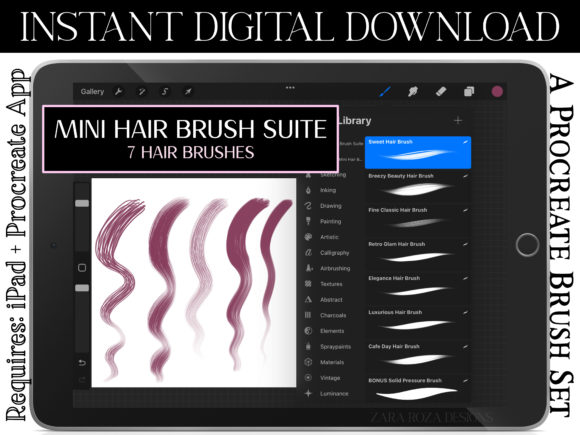 Download Procreate Hair Brush Suite Mini Pack - Hair Collection