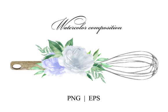 Download Watercolor Baking Logo Whisk and Flowers - Logo Collection