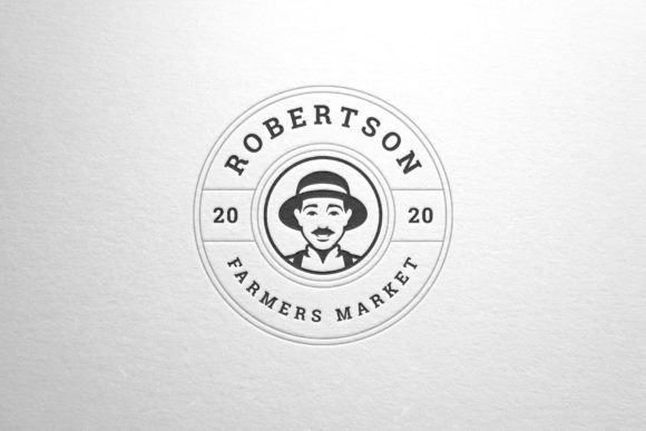 Download Smiling Male Farmer Head Retro Logo - Logo Collection