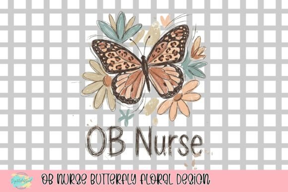 Download OB Nurse Butterfly Floral Design - Flora Collection