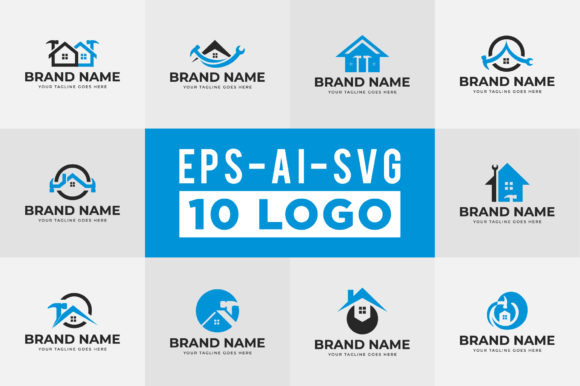 Download House Repair Logo Design Set - Logo Collection