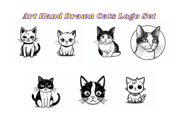 Download Art Hand Drawn Cat Logo Set - Logo Collection