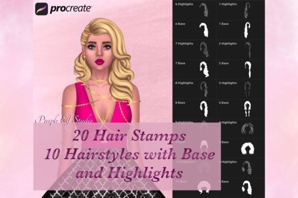 Download Hair Base &amp; Highlights Procreate Stamps - Hair Collection
