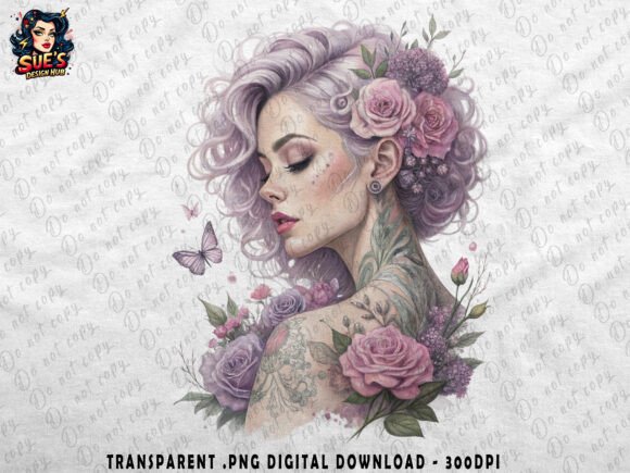 Download Lavender-Haired Beauty with Flowers - Hair Collection