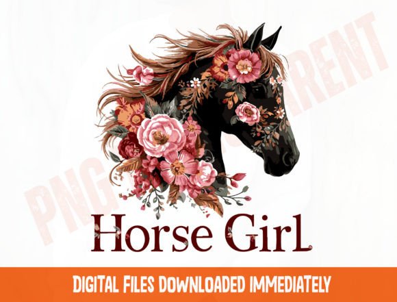 Download Horse Girl Floral Design Png, Colorful - Flora Collection