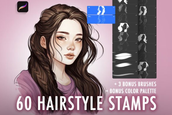 Download Procreate Hair Brushes and Stamps - Hair Collection