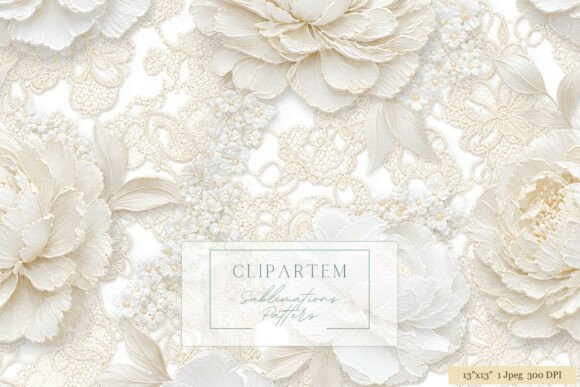 Download White Peony Lace Floral Pattern - Flora Collection