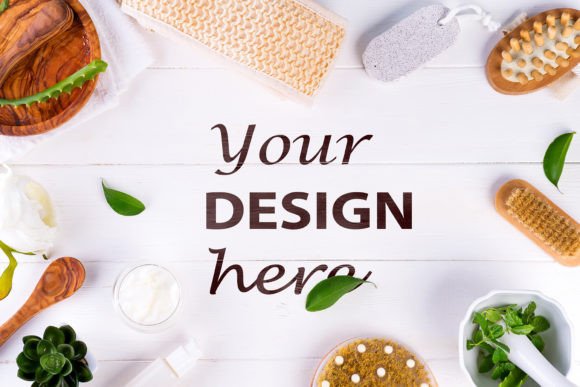 Download Spa Treatment Mockup with Green Leaves - Treatment Collection