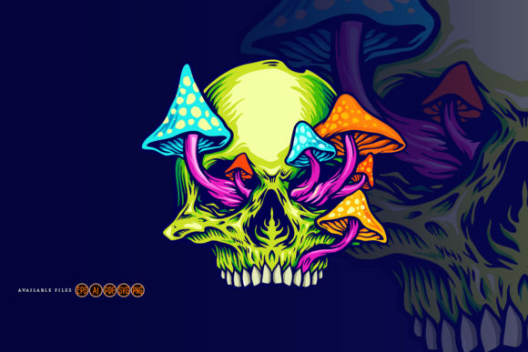 Download Trippy Mushroom Skull Logo Graphic - Logo Collection