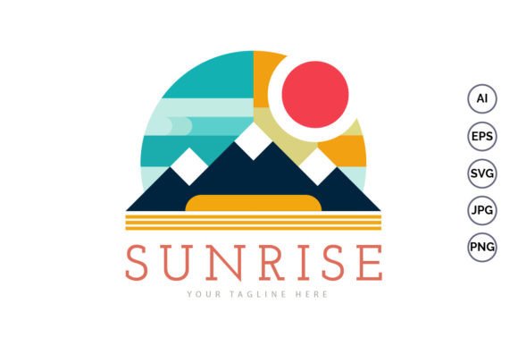 Download Mountain Sunrise Modern Geometric Logo - Logo Collection